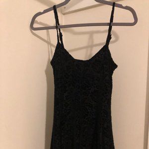 Brandy Melville Black Velvet Floral Lace Mini Dress